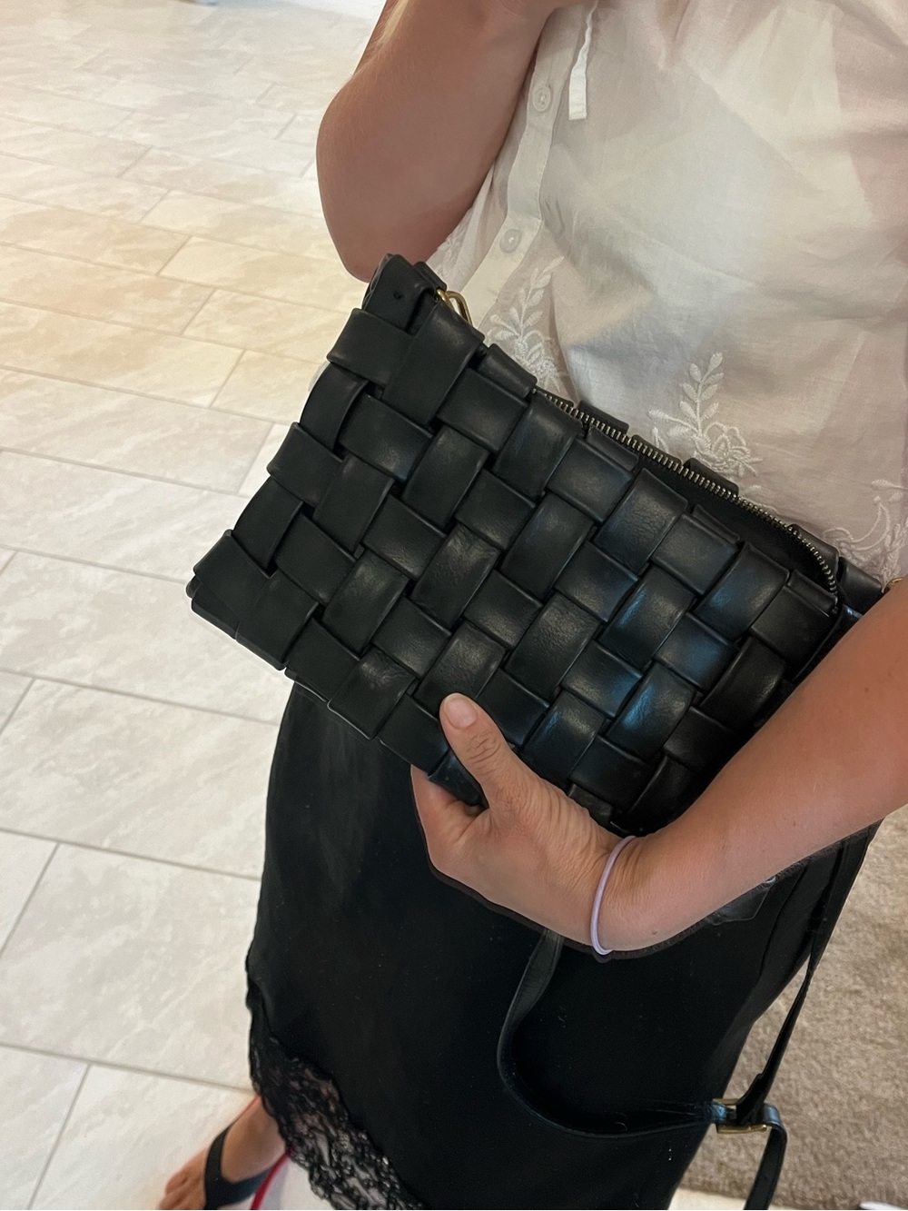 Bottega inspired Gienuine Leather Black Woven Bag